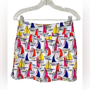 Pre-Owned B-Skinz Nautical Boat Print  White Size Small Skort Athletic Skirt